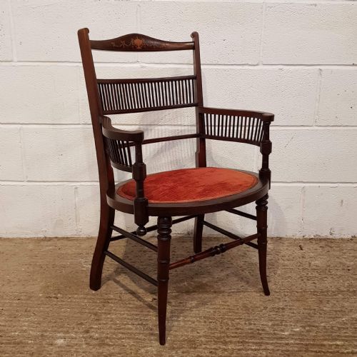 Antique Edwardian. Inlaid Mahogany Salon Chair C1900