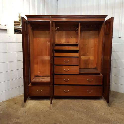fig 2. ANTIQUE VICTORIAN AESTHETIC BURR WALNUT & EBONY TRIPLE WARDROBE COMPACTUM C1890