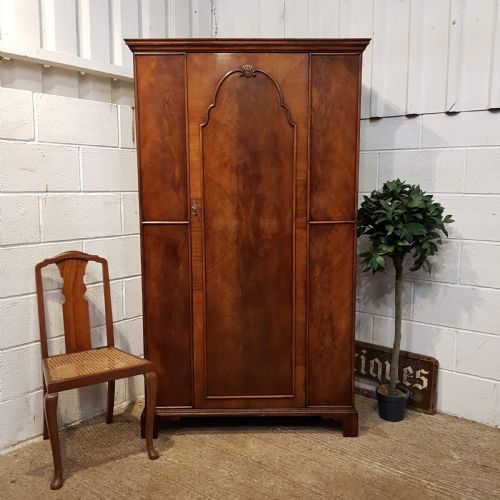 Antique Burr Walnut Single Wardrobe C1920