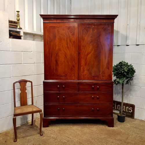 Antique Regency Mahogany Linen Press C1820