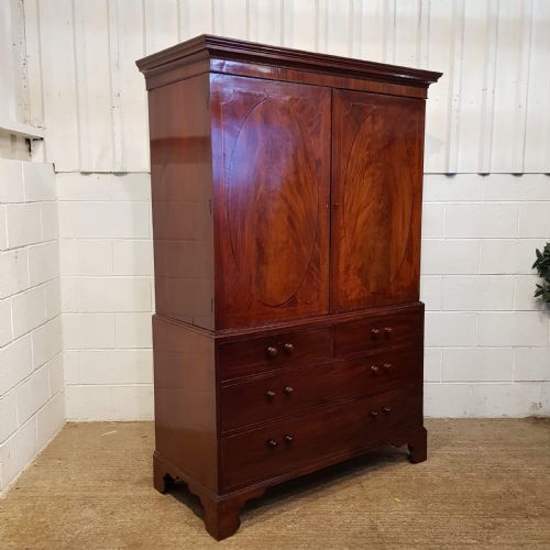 fig 1. ANTIQUE REGENCY MAHOGANY LINEN PRESS C1820