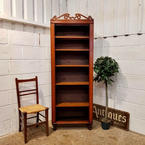 Antique Tall Victorian Oak Open Bookcase C1890