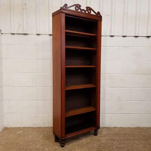 fig 2. ANTIQUE TALL VICTORIAN OAK OPEN BOOKCASE C1890