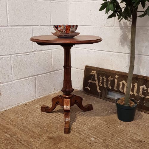 Antique Victorian Walnut Tripod Lamp Table C1880
