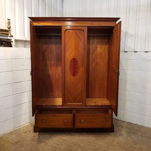 fig 2. ANTIQUE EDWARDIAN MAHOGANY TRIPLE WARDROBE C1900