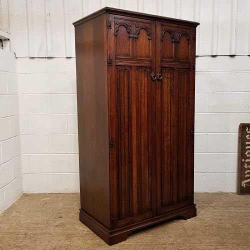 fig 2. ANTIQUE SMALL OAK DOUBLE WARDROBE BY MAPLE & CO C1920