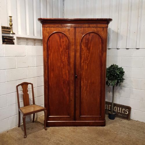 Antique Victoian Mahogany Double Wardrobe C1880