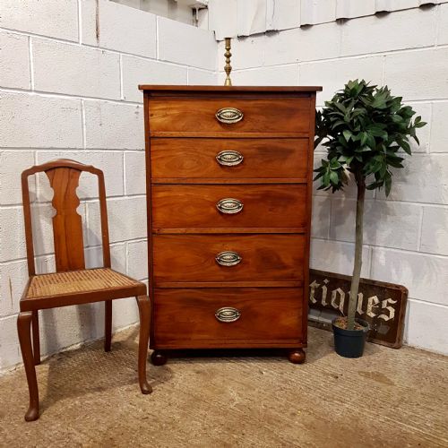 Antique Regency Mahogany Tall Narrow Chest of Drawers C1820