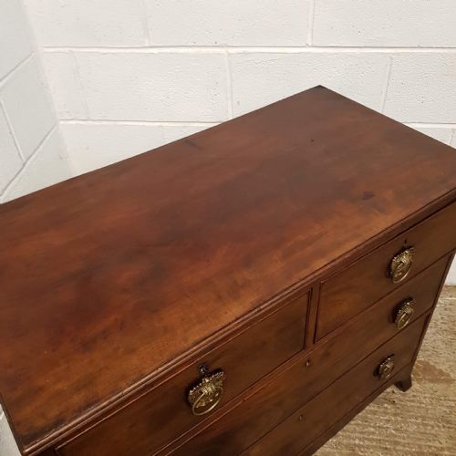 fig 1. ANTIQUE REGENCY PERIOD FLAMED MAHOGANY CHEST OF DRAWERS C1820