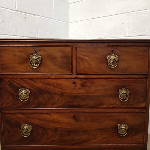 fig 2. ANTIQUE REGENCY PERIOD FLAMED MAHOGANY CHEST OF DRAWERS C1820
