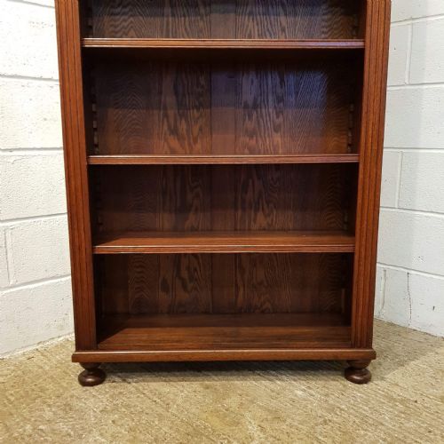 ANTIQUE VICTORIAN TALL OAK OPEN BOOKCASE C1880 - ADDITIONAL PHOTO 4