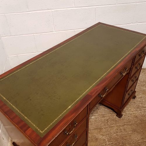 fig 2. ANTIQUE MAHOGANY LEATHER TOP TWIN PEDESTAL DESK C1920
