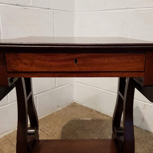 fig 1. ANTIQUE REGENCY MAHOGANY LYRE END DROP LEAF SOFA TABLE C1820