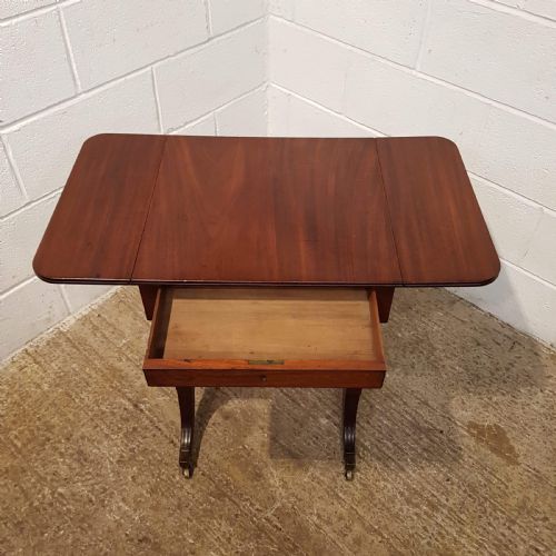 fig 2. ANTIQUE REGENCY MAHOGANY LYRE END DROP LEAF SOFA TABLE C1820