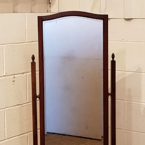 fig 1. ANTIQUE MAHOGANY CHEVAL MIRROR C1920