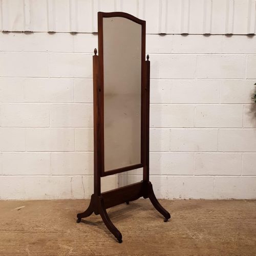 fig 2. ANTIQUE MAHOGANY CHEVAL MIRROR C1920