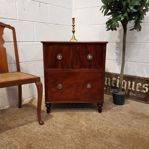 Antique Regency Small Flamed Mahogany Chest of Drawers C1820