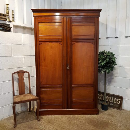Antique Late Victorian Mahogany Double Wardrobe C1890