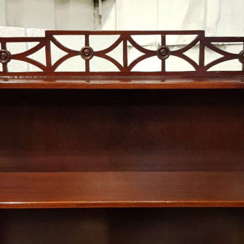 fig 2. ANTIQUE EDWARDIAN REGENCY MAHOGANY WATERFALL BOOKCASE ON CUPBOARD C1900