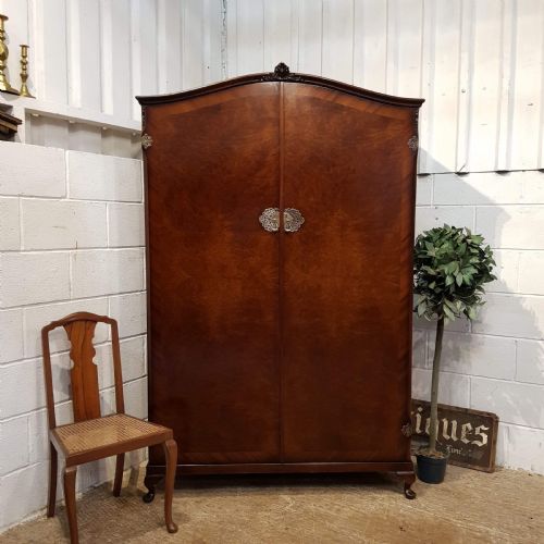 Antique Burr Walnut Double Wardrobe C1920
