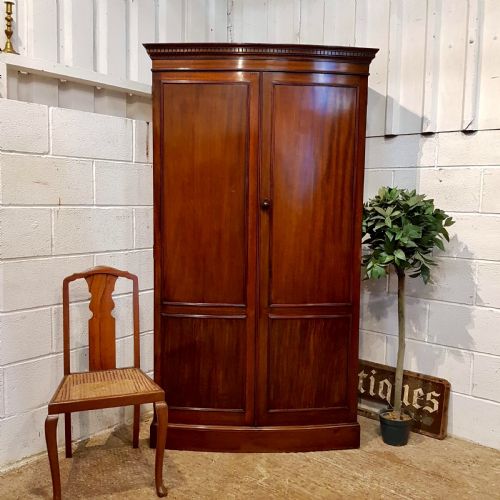 Antique Edwardian Mahogany Bow Front Wardrobe C1900