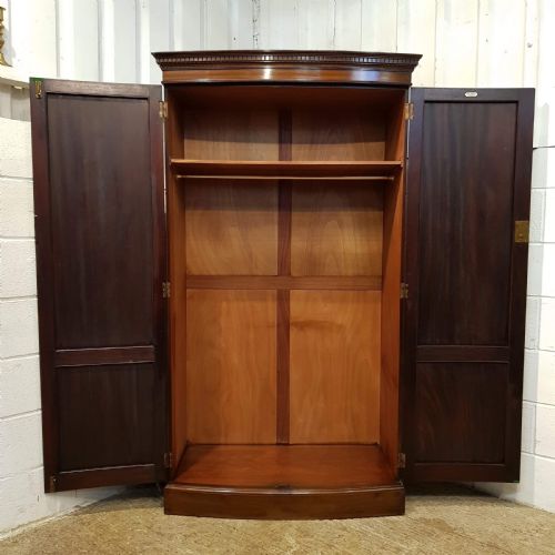 fig 1. ANTIQUE EDWARDIAN MAHOGANY BOW FRONT WARDROBE C1900