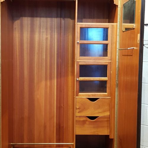 fig 1. ANTIQUE BURR WALNUT GENTS FITTED WARDROBE C1920