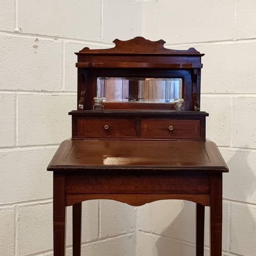 fig 1. ANTIQUE EDWARDIAN BONHEUR DU JOUR MAHOGANY LADIES WRITING DESK C1900