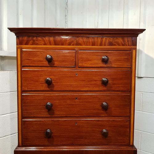 fig 1. ANTIQUE LATE REGENCY MAHOGANY CHEST ON CHEST C1820