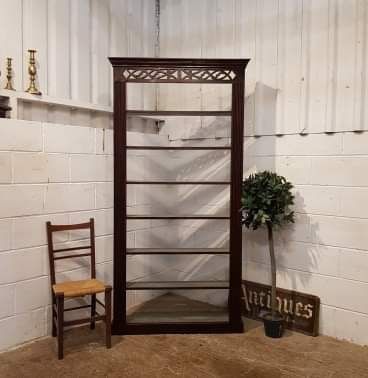 Antique Early Victorian Tall Oak Open Bookcase C1850