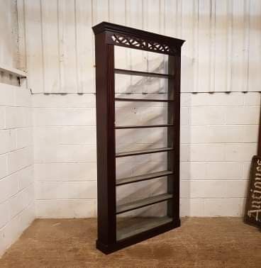 fig 1. ANTIQUE EARLY VICTORIAN TALL OAK OPEN BOOKCASE C1850