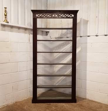 fig 2. ANTIQUE EARLY VICTORIAN TALL OAK OPEN BOOKCASE C1850