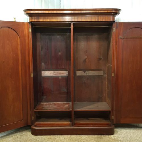 fig 1. ANTIQUE VICTORIAN FLAMED MAHOGANY DOUBLE WARDROBE C1880