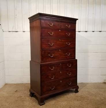 fig 1. ANTIQUE REGENCY MAHOGANY CHEST ON CHEST C1820