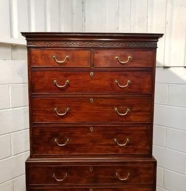 fig 2. ANTIQUE REGENCY MAHOGANY CHEST ON CHEST C1820