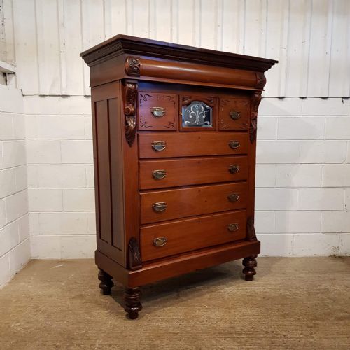 fig 1. SUPERB ANTIQUE LARGE VICTORIAN MAHOGANY SCOTCH CHEST OF DRAWERS C1880