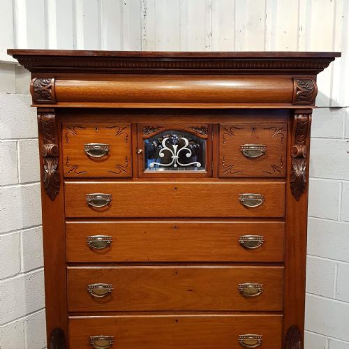 fig 2. SUPERB ANTIQUE LARGE VICTORIAN MAHOGANY SCOTCH CHEST OF DRAWERS C1880