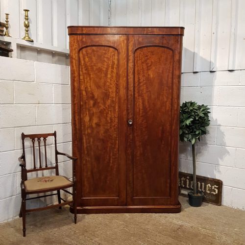 Antique Victorian Flamed Mahogany Double Wardrobe C1880