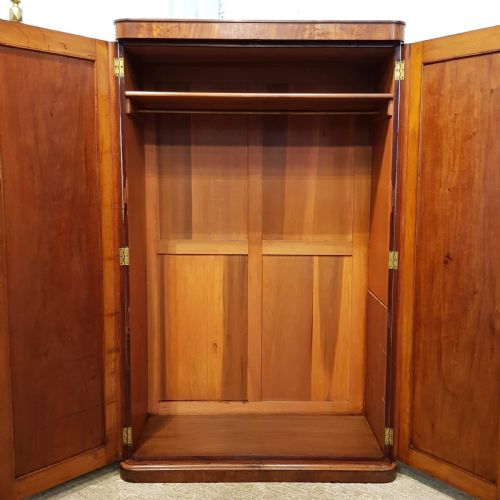 fig 1. ANTIQUE VICTORIAN FLAMED MAHOGANY DOUBLE WARDROBE C1880