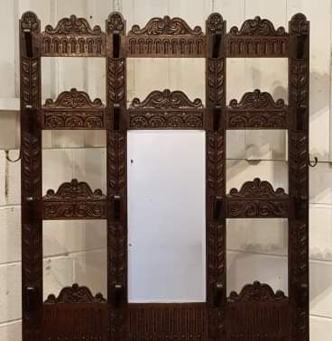 fig 2. ANTIQUE TALL VICTORIAN CARVED GOTHIC OAK HALL STAND C1880