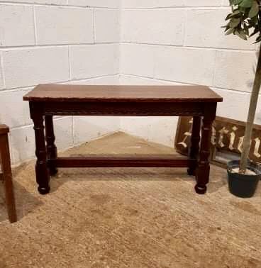 Antique Edwardian Country Joined Oak Hall Bench C1900