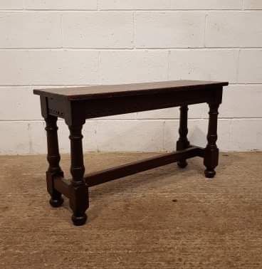 fig 1. ANTIQUE EDWARDIAN COUNTRY JOINED OAK HALL BENCH C1900