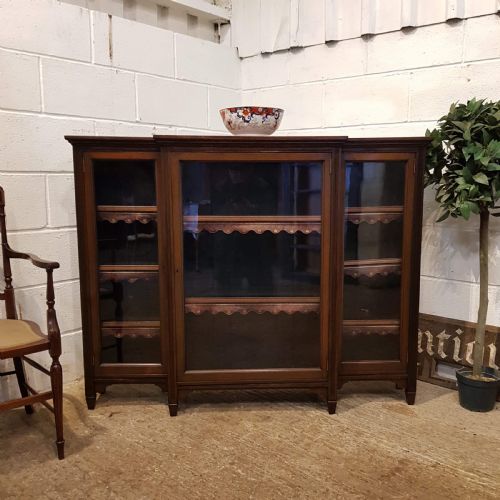Antique Edwardian Mahogany Breakfront Bookcase C1900