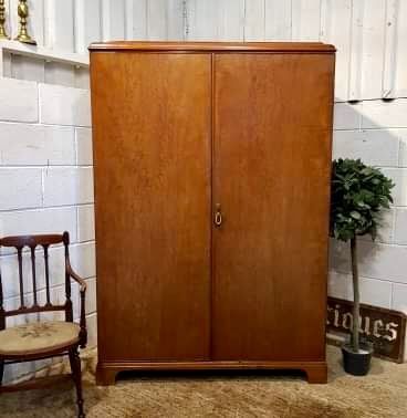 Antique Walnut Fitted Double Wardrobe C1920