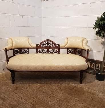 Antique Late Victorian Carved Walnut Double End Chaise Longue Sofa C1890