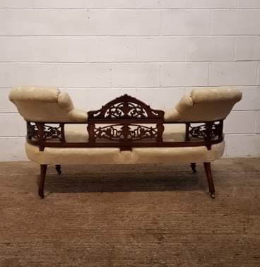 fig 1. ANTIQUE LATE VICTORIAN CARVED WALNUT DOUBLE END CHAISE LONGUE SOFA C1890