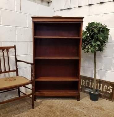 Antique Edwardian Mahogany Open Bookcase C1900