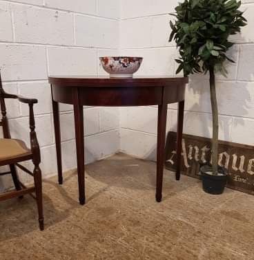 Antique Regency Mahogany Demi Lune Fold Over Card Table C1820