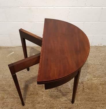 fig 2. ANTIQUE REGENCY MAHOGANY DEMI LUNE FOLD OVER CARD TABLE C1820
