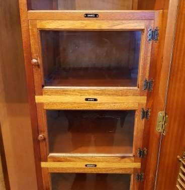 fig 1. ANTIQUE BURR WALNUT FITTED SMALL DOUBLE WARDROBE C1920